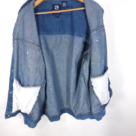 Kani Jeans Jacket Men's XL Button Front Blue Denim Distressed - Picture 14 of 15